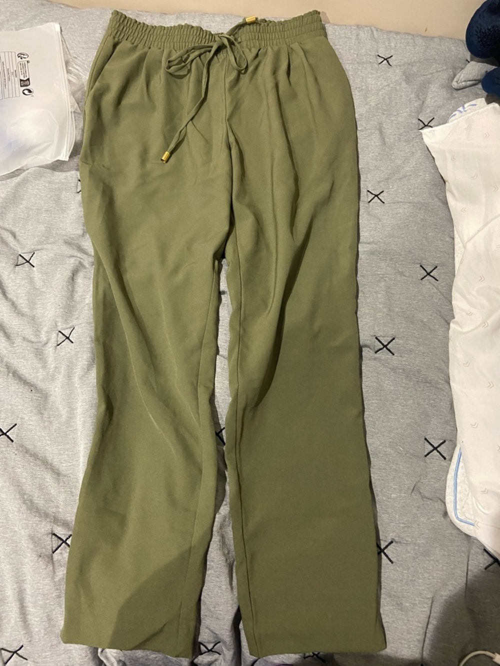 Olive Green Drawstring Jogger Pants